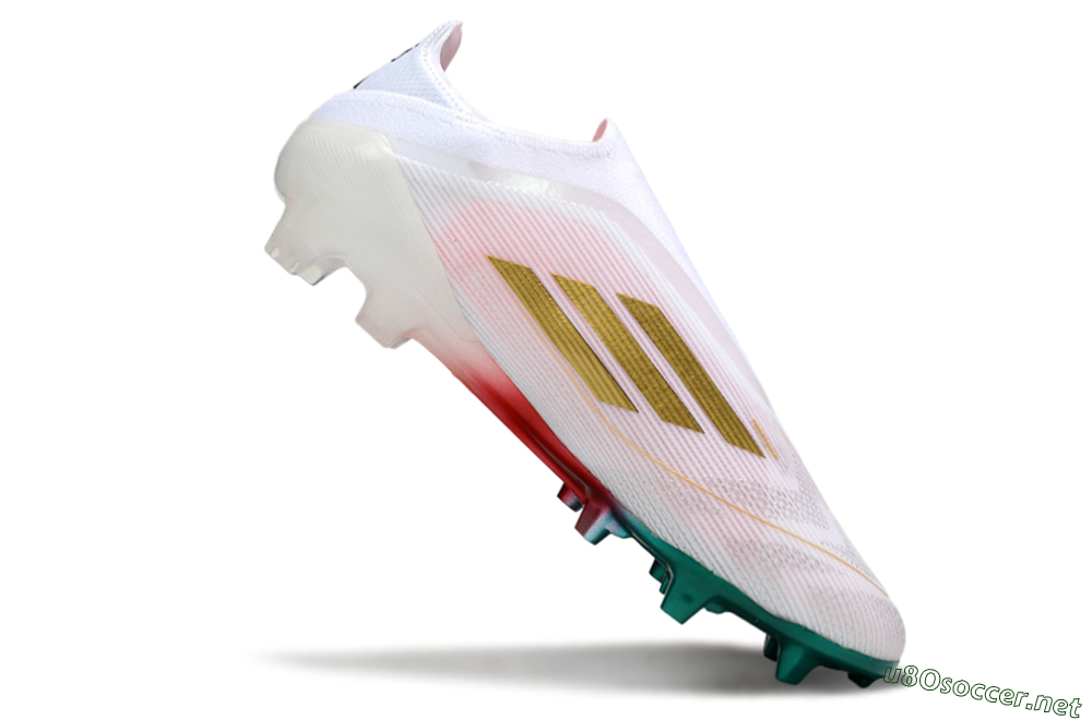 Unisex Adidas F50 Elite Laceless FG Football Boots - White/Green/Gold/Red 4
