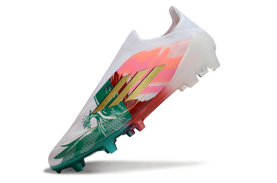 Unisex Adidas F50 Elite Laceless FG Football Boots - White/Green/Gold/Red