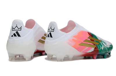 Unisex Adidas F50 Elite Laceless FG Football Boots - White/Green/Gold/Red