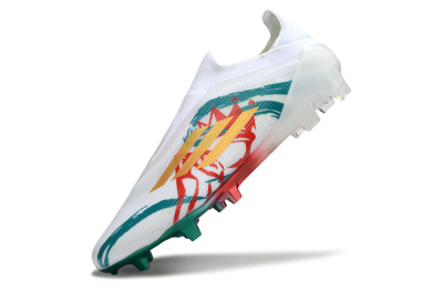 Unisex Adidas F50 Elite Laceless FG Football Boots - White/Green/Gold/Red