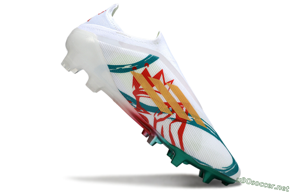 Unisex Adidas F50 Elite Laceless FG Football Boots - White/Green/Gold/Red 4