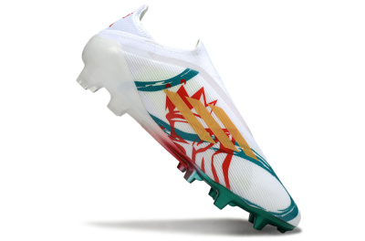 Unisex Adidas F50 Elite Laceless FG Football Boots - White/Green/Gold/Red