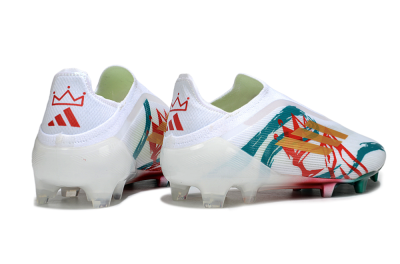 Unisex Adidas F50 Elite Laceless FG Football Boots - White/Green/Gold/Red