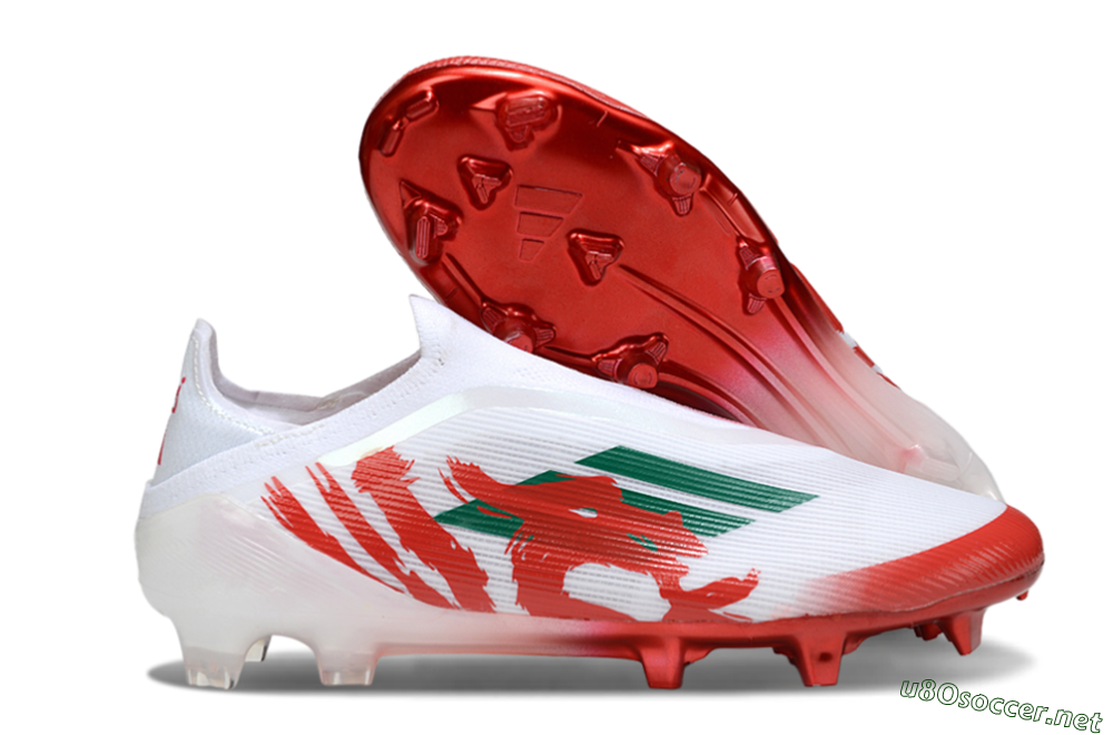 Unisex Adidas F50 Elite Laceless FG Football Boots - White/Green/Red 2