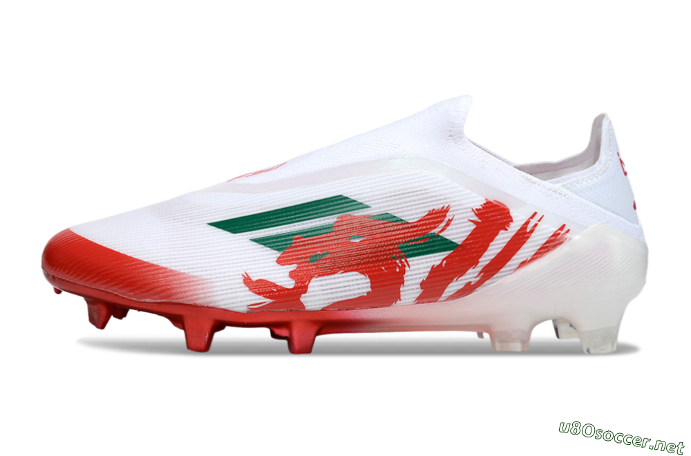 Unisex Adidas F50 Elite Laceless FG Football Boots - White/Green/Red 0