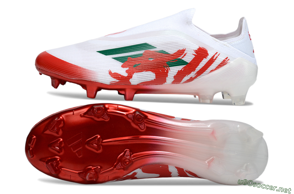 Unisex Adidas F50 Elite Laceless FG Football Boots - White/Green/Red 1