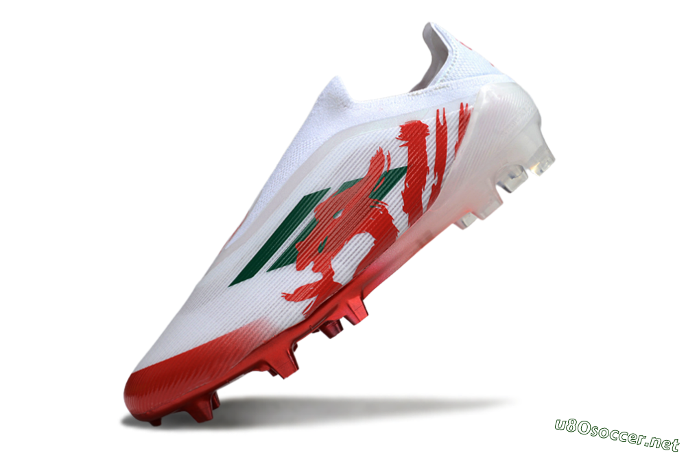 Unisex Adidas F50 Elite Laceless FG Football Boots - White/Green/Red 5