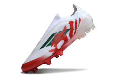 Unisex Adidas F50 Elite Laceless FG Football Boots - White/Green/Red