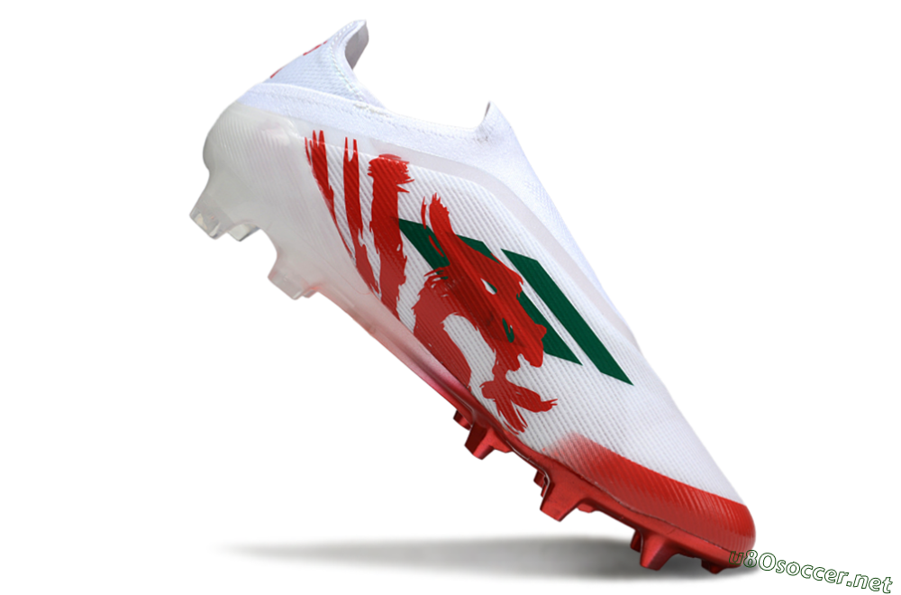 Unisex Adidas F50 Elite Laceless FG Football Boots - White/Green/Red 4