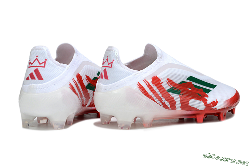 Unisex Adidas F50 Elite Laceless FG Football Boots - White/Green/Red 6
