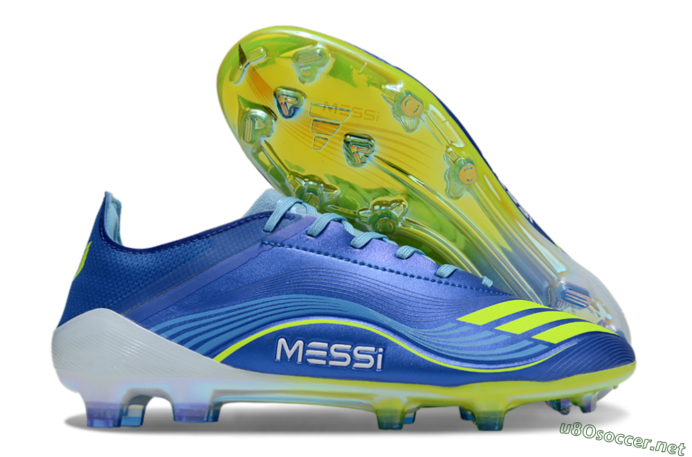 Men's Messi x Adidas F50 Elite FG Football Boots - Blue/Jade/Yellow 2