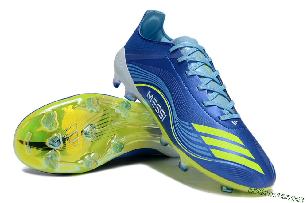 Men's Messi x Adidas F50 Elite FG Football Boots - Blue/Jade/Yellow 3