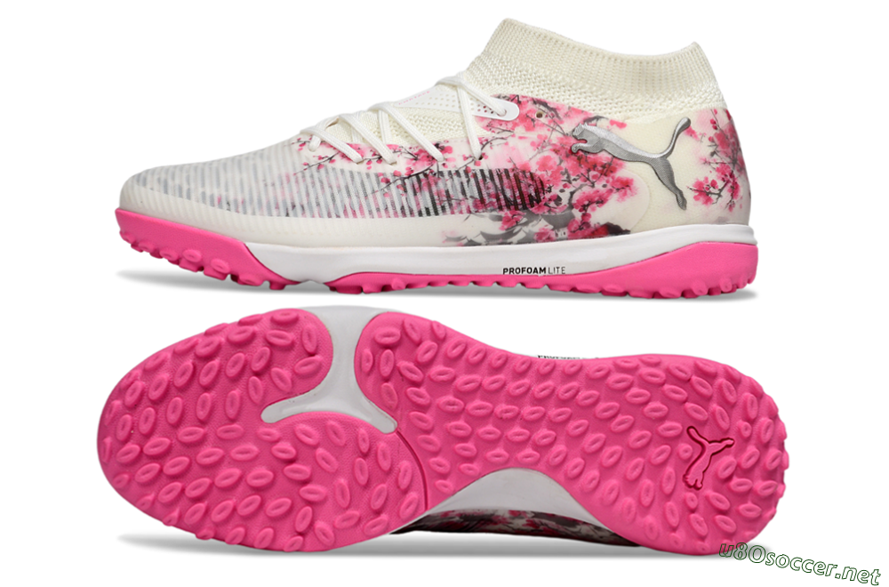 Men's Puma Future 8 Ultimate TF Football Shoes - White/Black/Pink 1