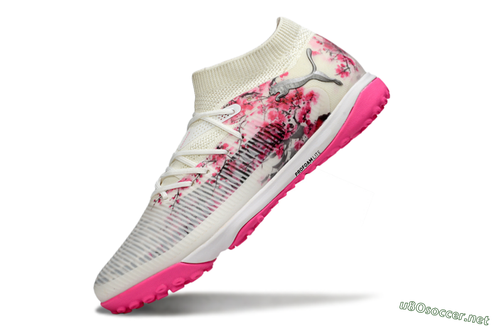 Men's Puma Future 8 Ultimate TF Football Shoes - White/Black/Pink 5