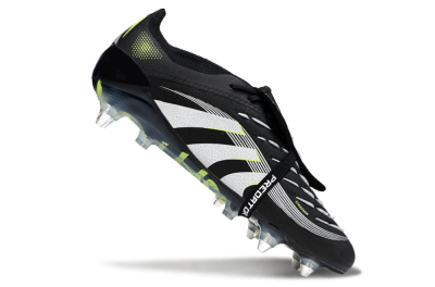 Men's Adidas Predator 25 Elite Foldover Tongue SG Football Boots - Black/Grey/Yellow