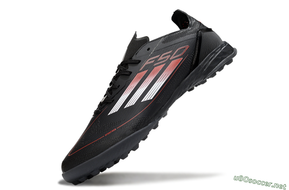 Men's Adidas F50 Elite TF Football Shoes - Black/Silver/Red 5
