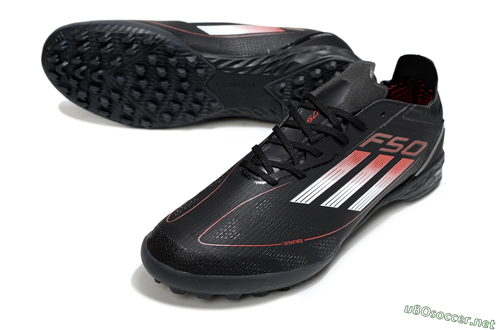 Men's Adidas F50 Elite TF Football Shoes - Black/Silver/Red 3
