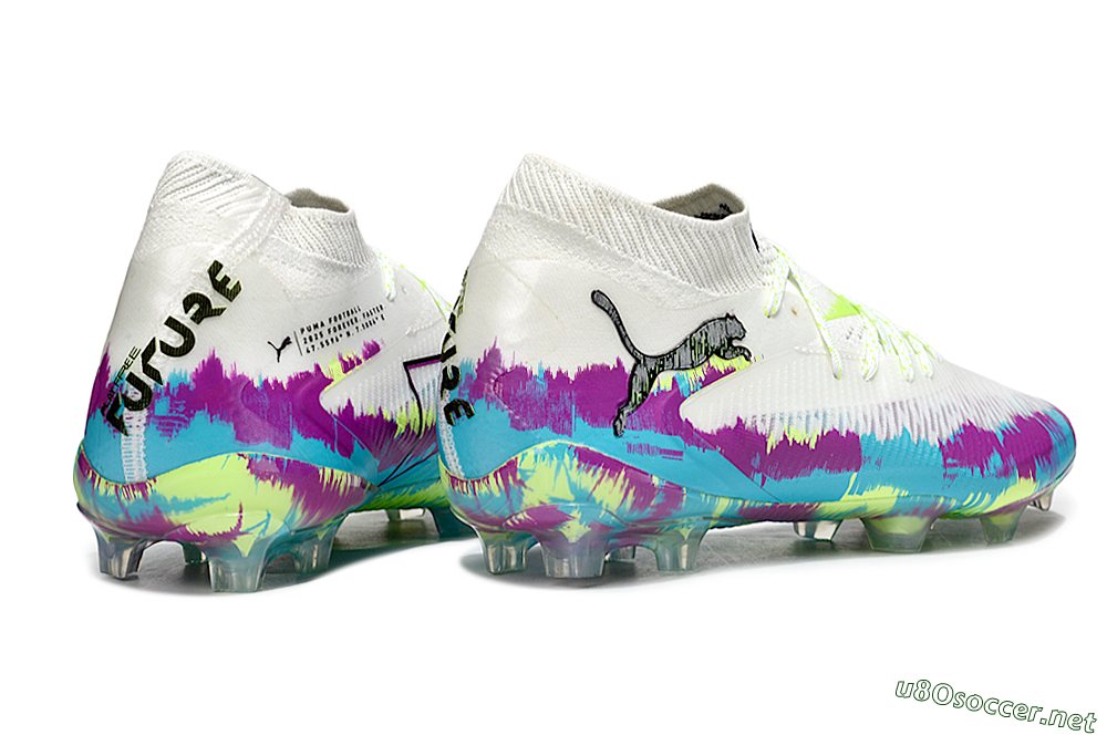 Unisex Puma Future 8 Ultimate FG Football Boots - White/Purple/Yellow/Blue 7