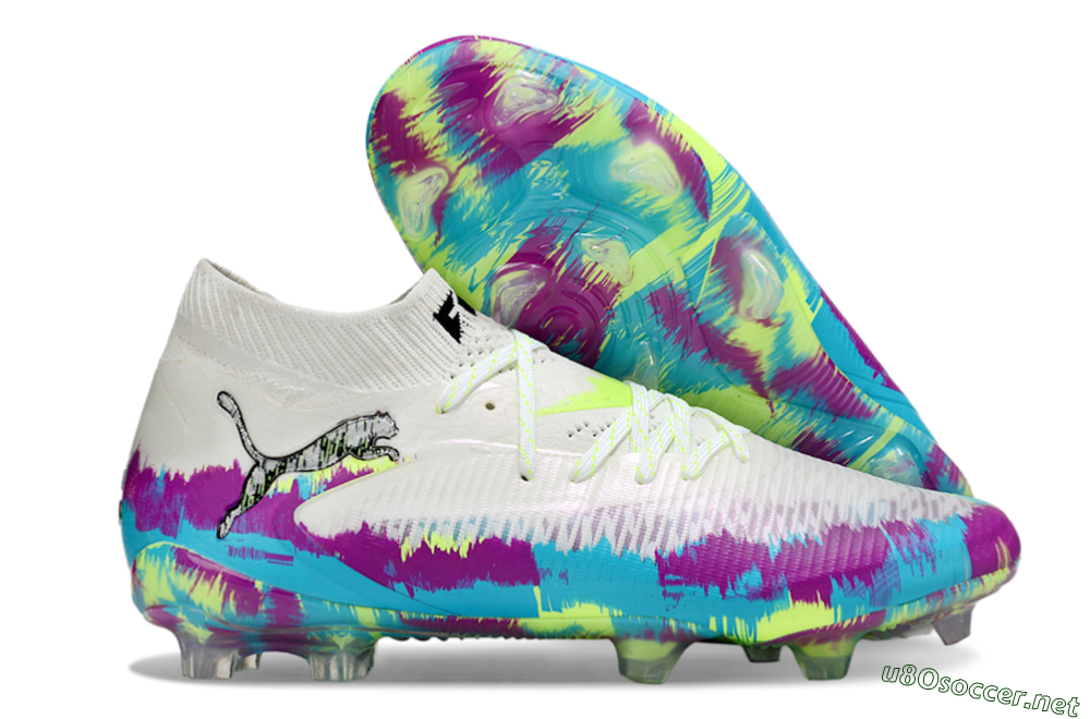 Unisex Puma Future 8 Ultimate FG Football Boots - White/Purple/Yellow/Blue 2