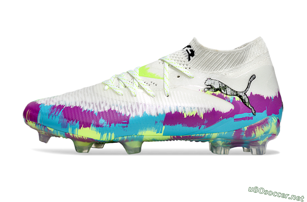 Unisex Puma Future 8 Ultimate FG Football Boots - White/Purple/Yellow/Blue 0