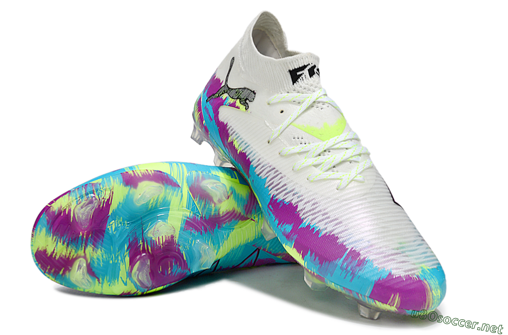 Unisex Puma Future 8 Ultimate FG Football Boots - White/Purple/Yellow/Blue 4