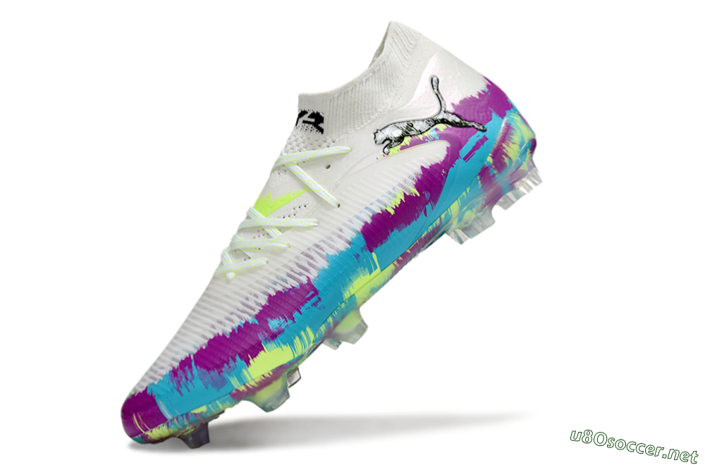 Unisex Puma Future 8 Ultimate FG Football Boots - White/Purple/Yellow/Blue 6