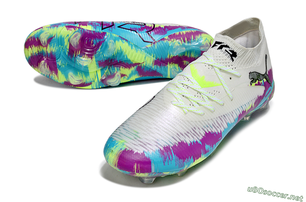 Unisex Puma Future 8 Ultimate FG Football Boots - White/Purple/Yellow/Blue 3