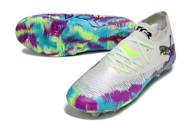 Unisex Puma Future 8 Ultimate FG Football Boots - White/Purple/Yellow/Blue