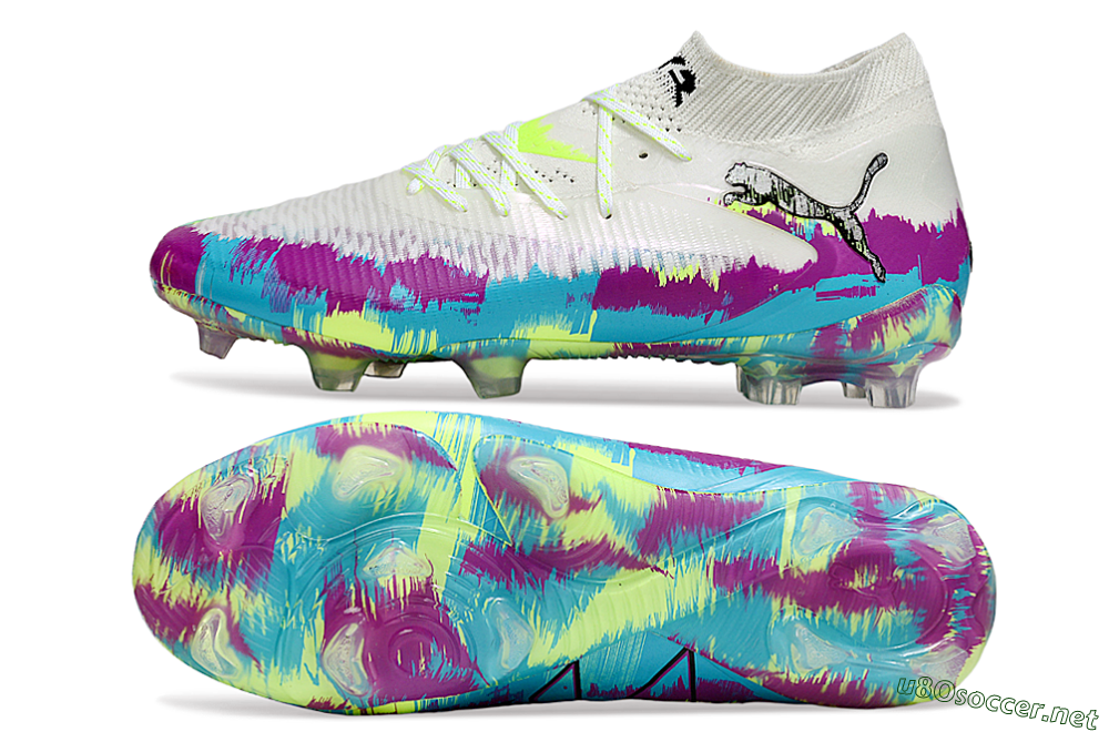Unisex Puma Future 8 Ultimate FG Football Boots - White/Purple/Yellow/Blue 1