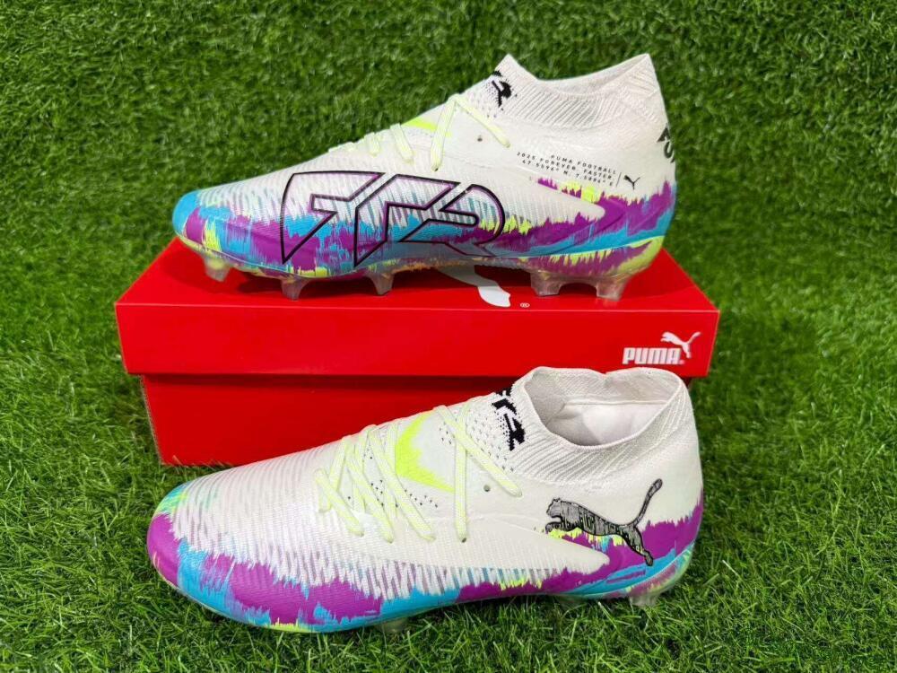 Unisex Puma Future 8 Ultimate FG Football Boots - White/Purple/Yellow/Blue