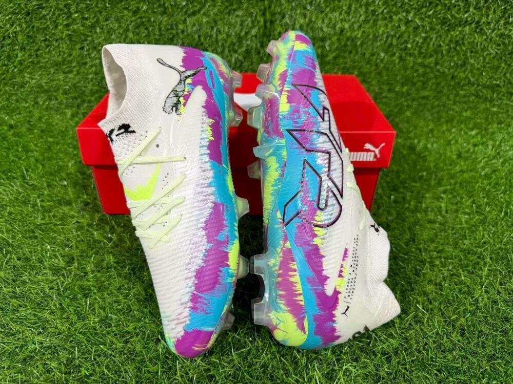 Unisex Puma Future 8 Ultimate FG Football Boots - White/Purple/Yellow/Blue