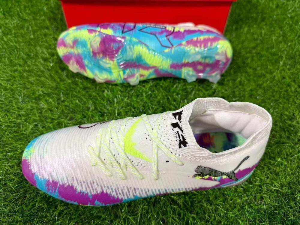 Unisex Puma Future 8 Ultimate FG Football Boots - White/Purple/Yellow/Blue