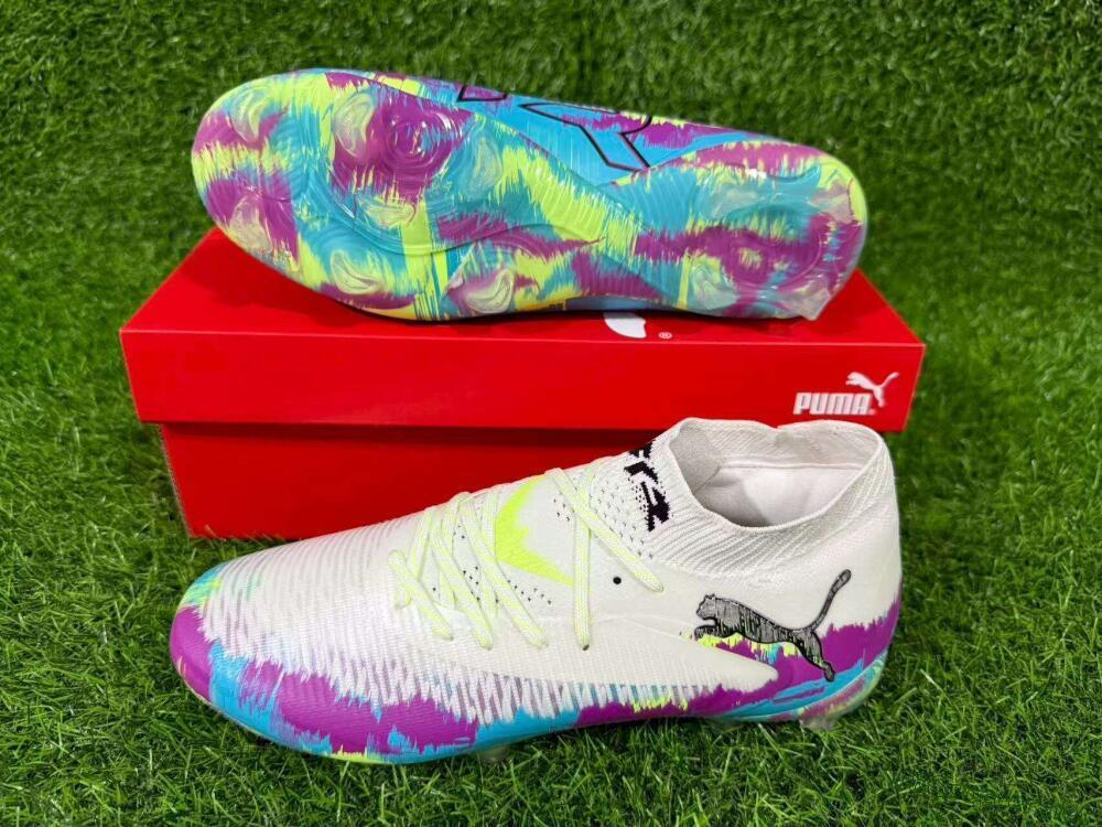 Unisex Puma Future 8 Ultimate FG Football Boots - White/Purple/Yellow/Blue