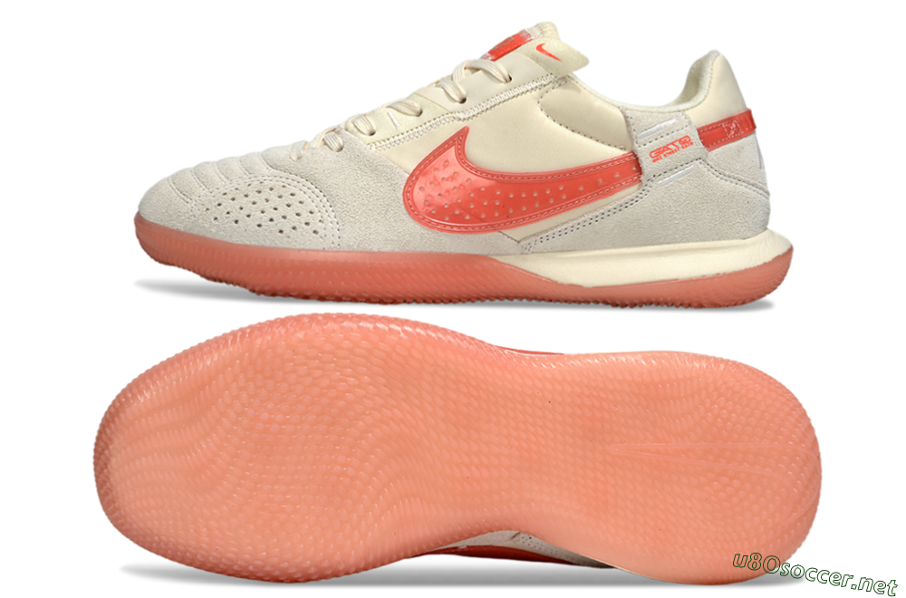 Men's Nike Street Gato IC Football Shoes - Beige/Grey/Red 1