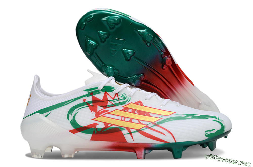 Unisex Adidas F50 Elite FG Football Boots - White/Green/Gold/Red 2