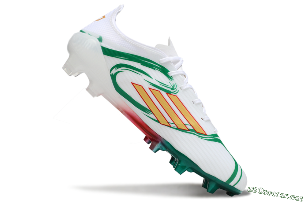 Unisex Adidas F50 Elite FG Football Boots - White/Green/Gold/Red 4