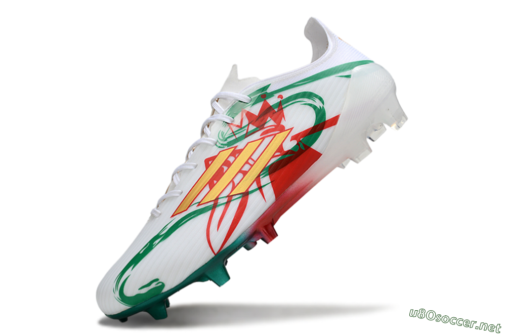 Unisex Adidas F50 Elite FG Football Boots - White/Green/Gold/Red 5