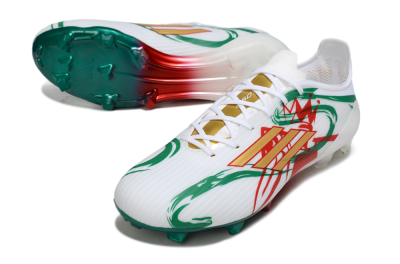 Unisex Adidas F50 Elite FG Football Boots - White/Green/Gold/Red