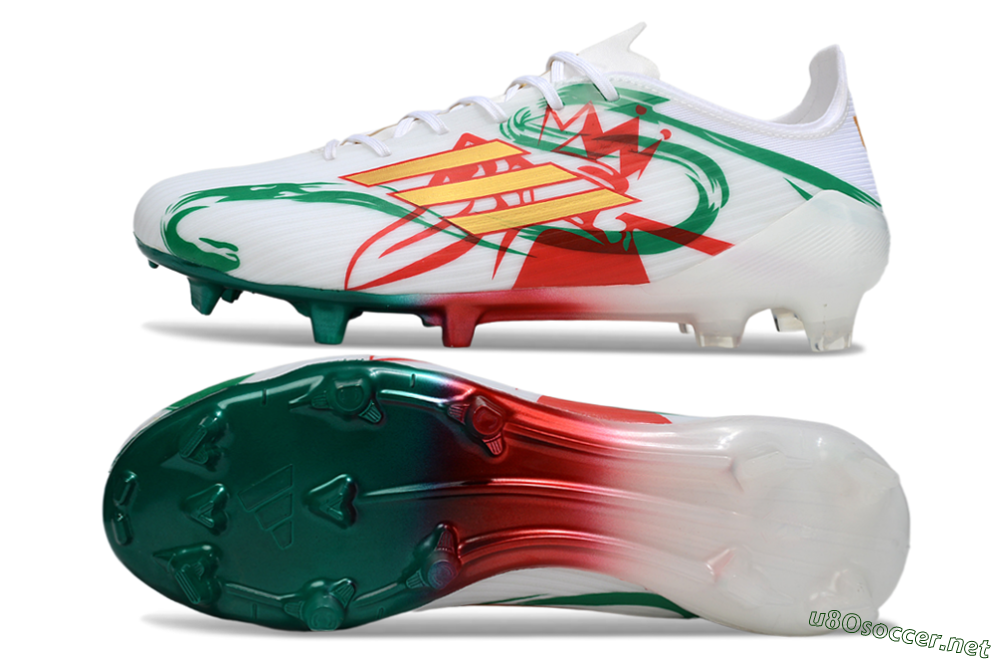 Unisex Adidas F50 Elite FG Football Boots - White/Green/Gold/Red 1