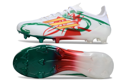 Unisex Adidas F50 Elite FG Football Boots - White/Green/Gold/Red