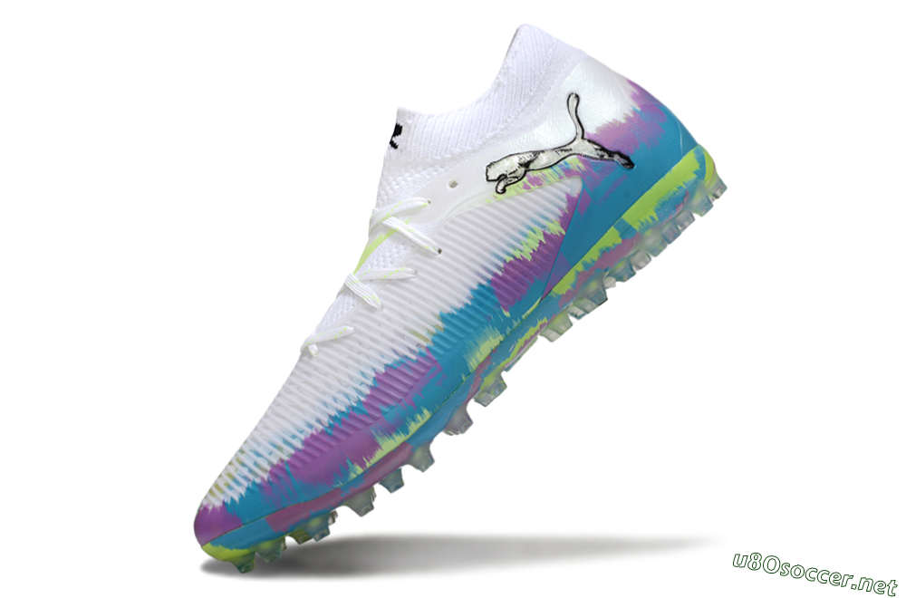 Men's Puma Future 8 Ultimate MG Football Boots - White/Blue/Yellow 5