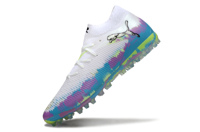 Men's Puma Future 8 Ultimate MG Football Boots - White/Blue/Yellow