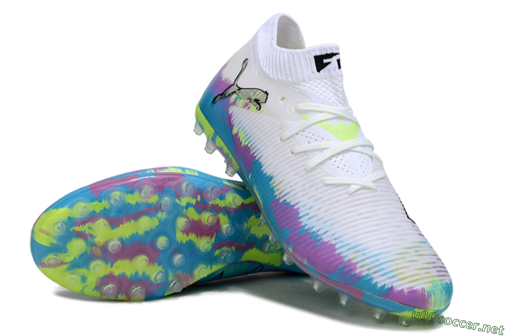 Men's Puma Future 8 Ultimate MG Football Boots - White/Blue/Yellow 3