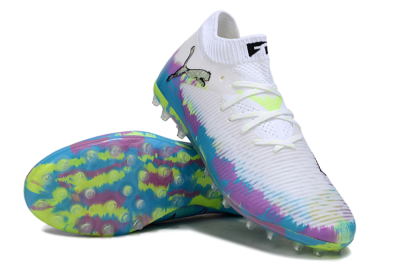 Men's Puma Future 8 Ultimate MG Football Boots - White/Blue/Yellow