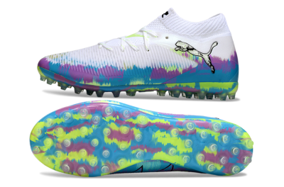 Men's Puma Future 8 Ultimate MG Football Boots - White/Blue/Yellow