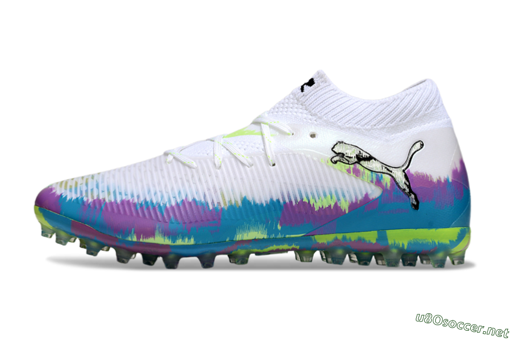 Men's Puma Future 8 Ultimate MG Football Boots - White/Blue/Yellow 0