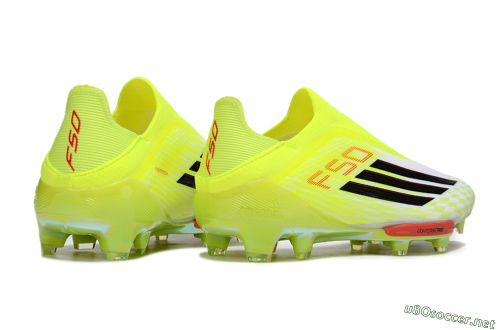 Men's Adidas F50+ Elite Lightstrike Pro Laceless FG Football Boots - Yellow/Black/Red 6