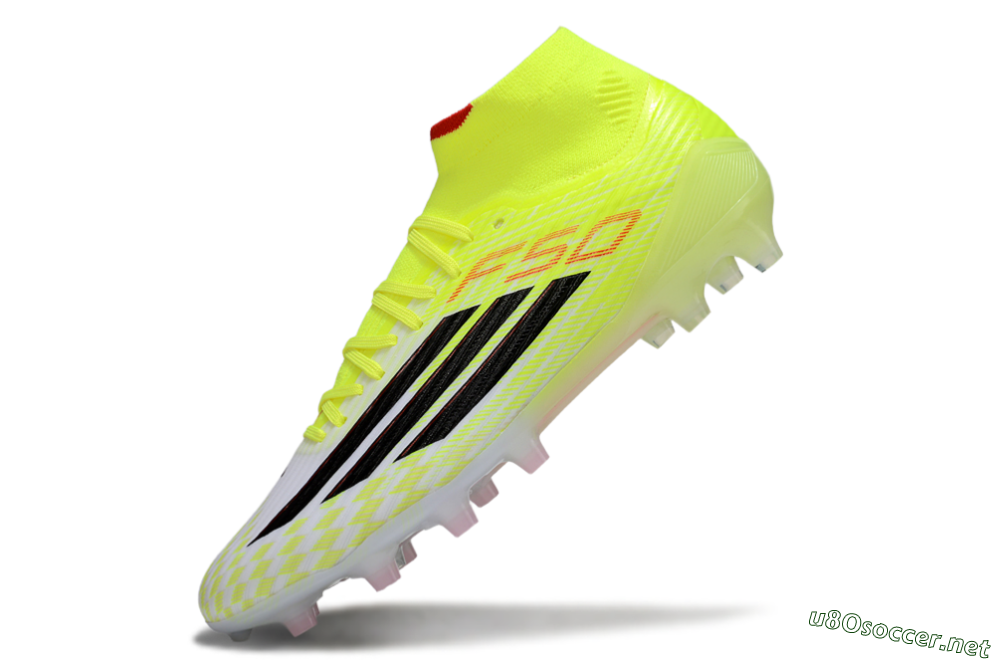 Men's Adidas F50+ Elite Mid FG Football Boots - Yellow/Black/Red 5