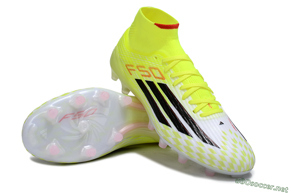 Men's Adidas F50+ Elite Mid FG Football Boots - Yellow/Black/Red 3