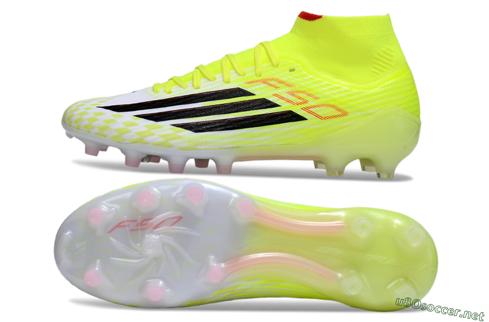 Men's Adidas F50+ Elite Mid FG Football Boots - Yellow/Black/Red 1